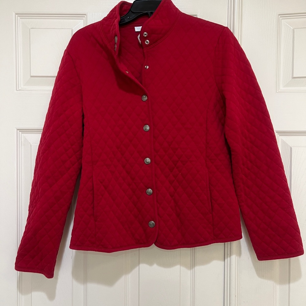 Charter Club Women’s Red Quilted Lightweight Jacket Cotton Medium‎